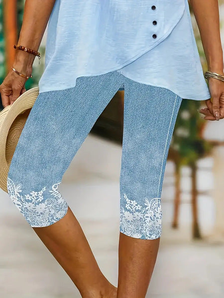 3d Printed Seaside Series Cropped Leggings