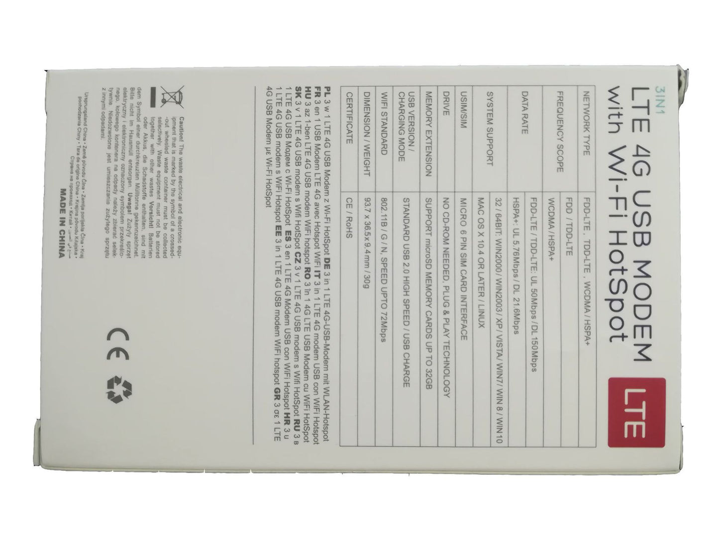 LTE4G wireless network card