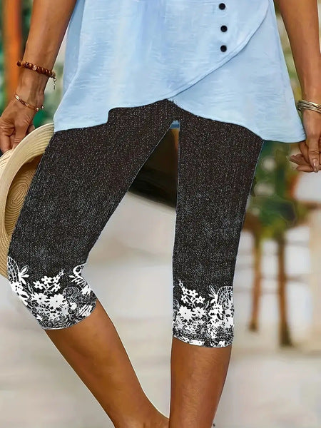 3d Printed Seaside Series Cropped Leggings