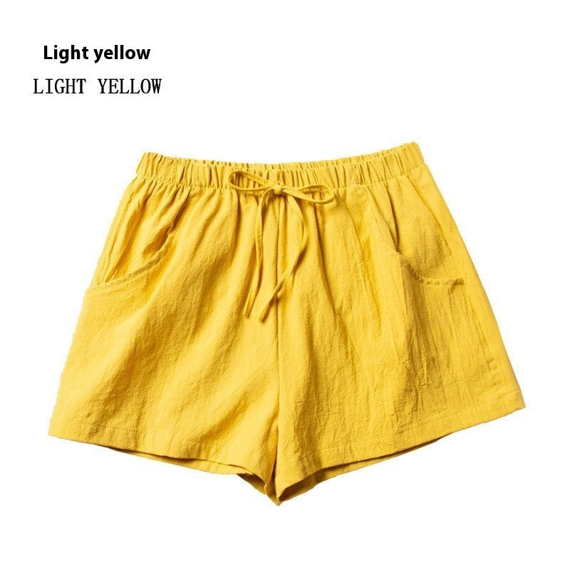 Women's Cotton And Linen Shorts Loose Slimming Korean Style Three Points