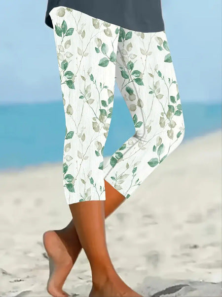3d Printed Seaside Series Cropped Leggings