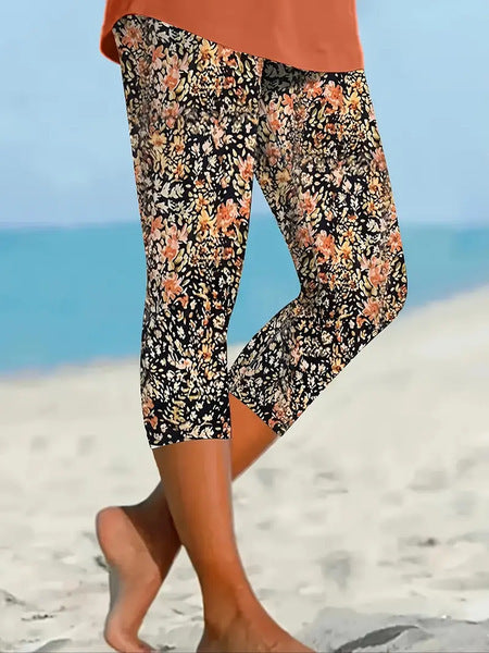 3d Printed Seaside Series Cropped Leggings