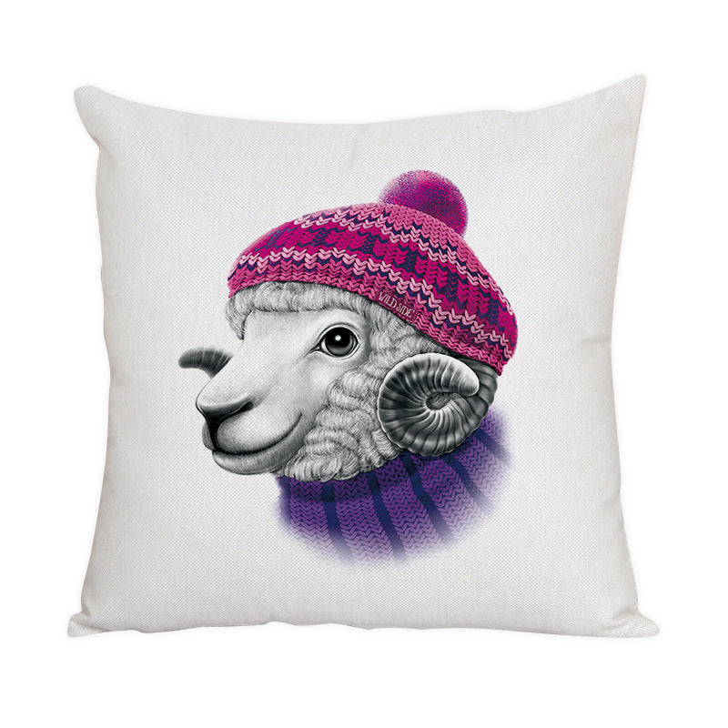 Nordic Style Animal Pattern Peach Skin Fabric Fabric Pillow Cover