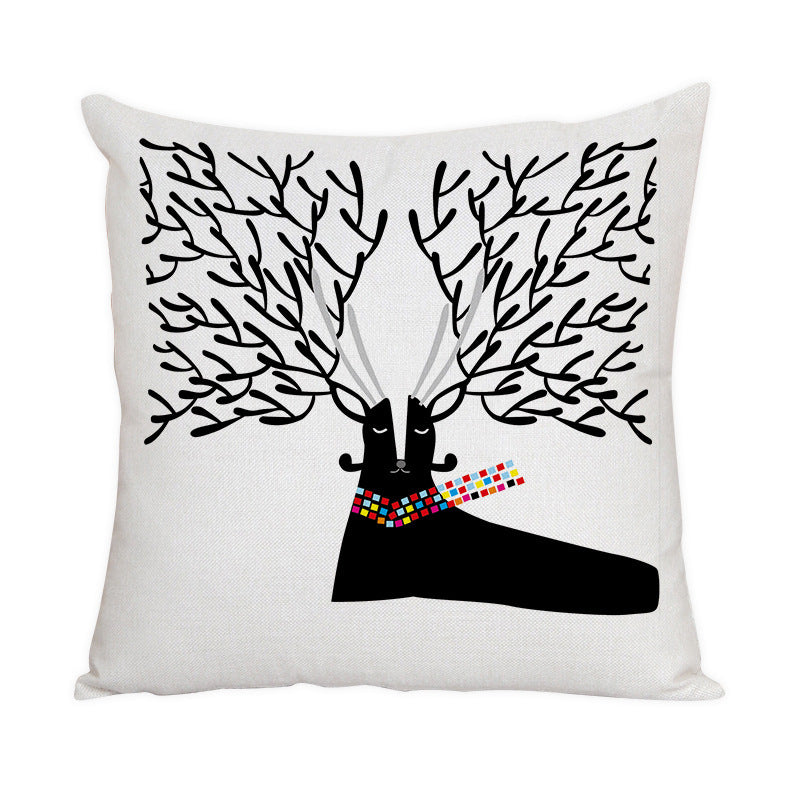 Nordic Style Animal Pattern Peach Skin Fabric Fabric Pillow Cover