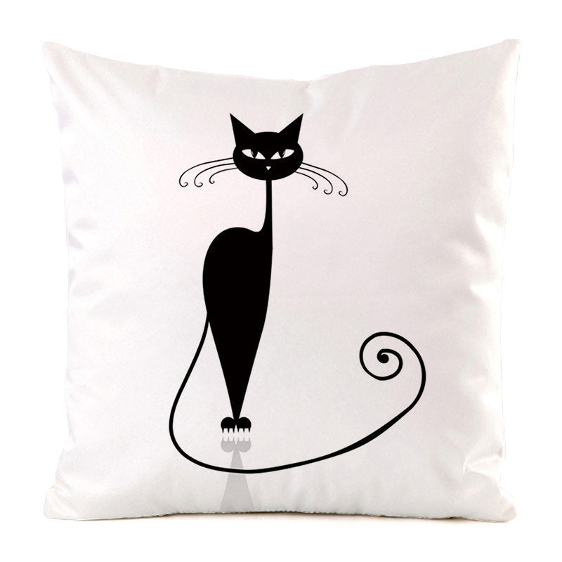 Black Cat Silk Home Decoration Sofa Cushion Pillow Cover