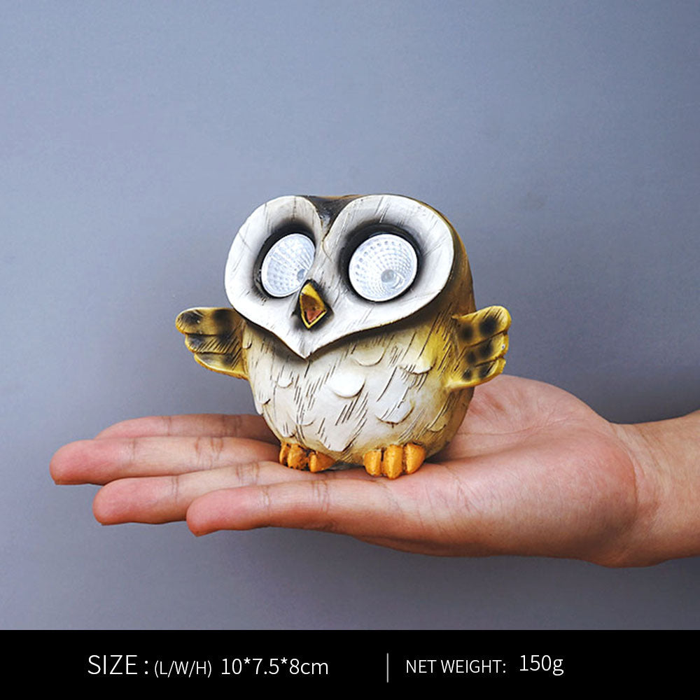 Solar Light Animal Sculpture Resin Ornament Cute Owl -Hibou