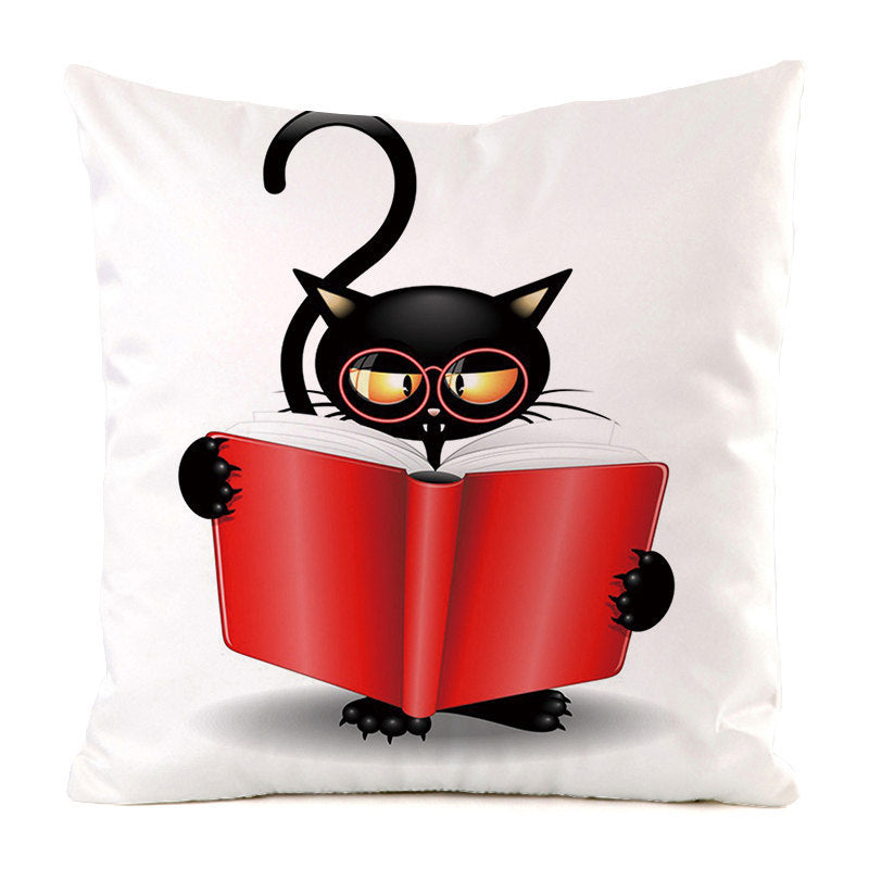 Black Cat Silk Home Decoration Sofa Cushion Pillow Cover