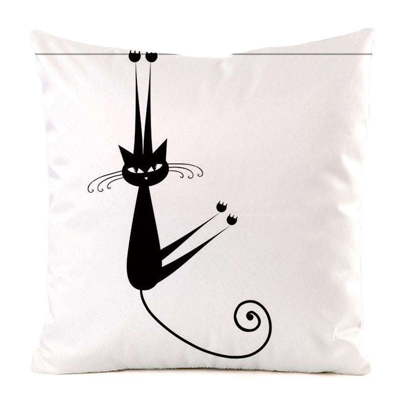 Black Cat Silk Home Decoration Sofa Cushion Pillow Cover