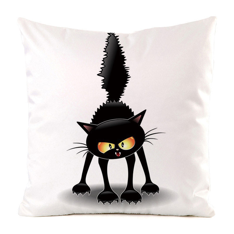 Black Cat Silk Home Decoration Sofa Cushion Pillow Cover