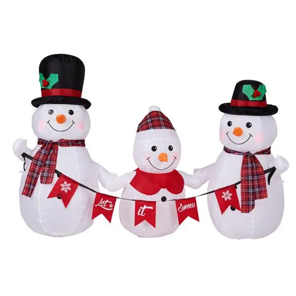 6.2FT Lighted Christmas Inflatable Decoration, Inflatable Snowman Family With Bunting, Funny Blow Up Yard Decorations With Built-in LED Lights For Holiday Party Front Yard Lawn Garden Decor
