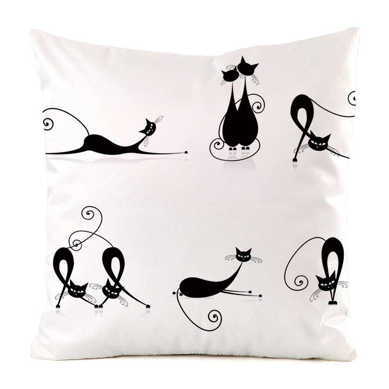 Black Cat Silk Home Decoration Sofa Cushion Pillow Cover