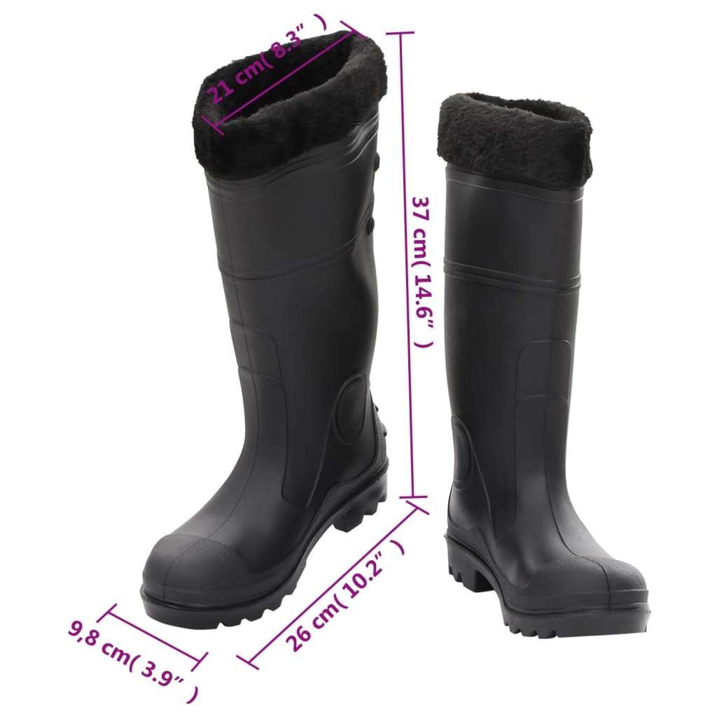 Rubber Boots with Removable Lining, Size 38, PVC