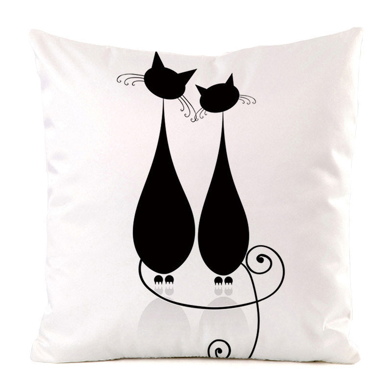 Black Cat Silk Home Decoration Sofa Cushion Pillow Cover