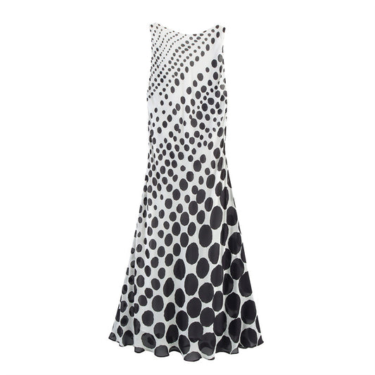 European And American Style Backless Polka Dot Long Sleeveless Dress