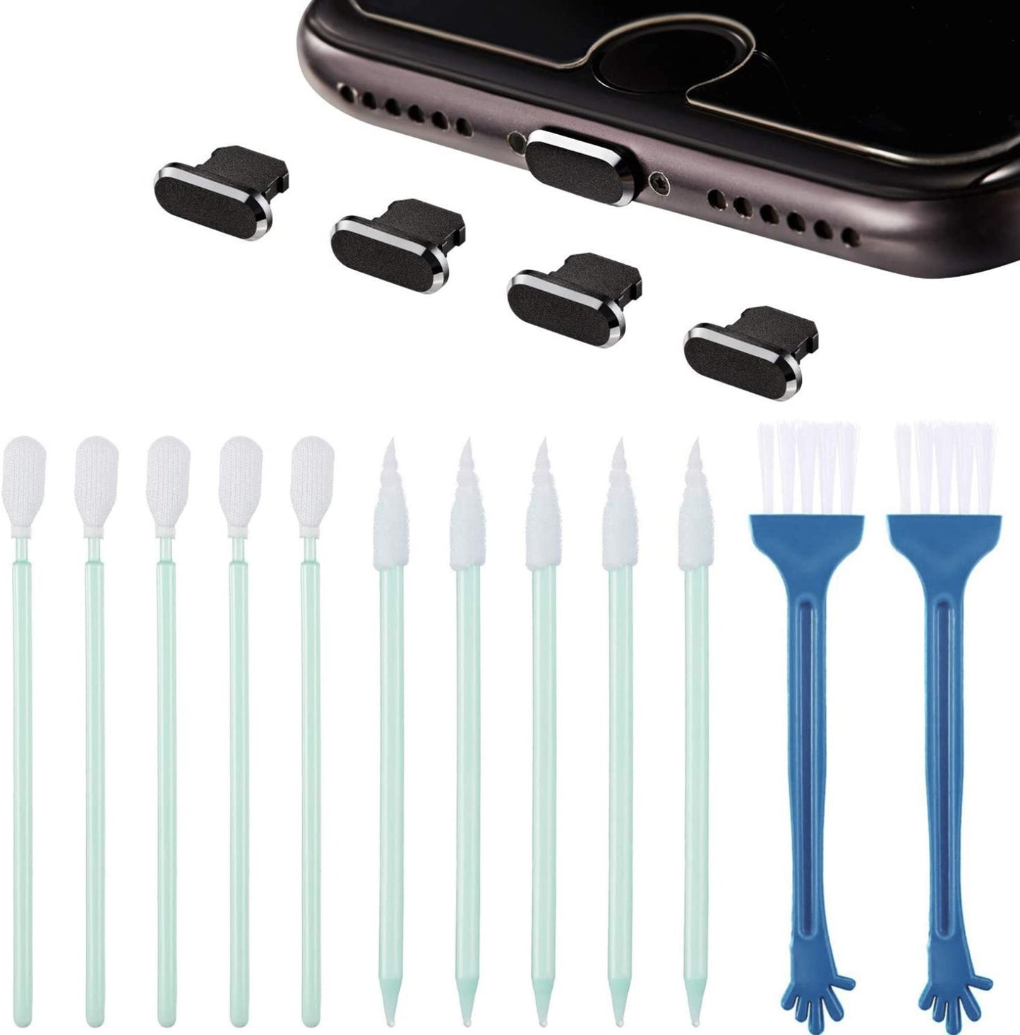 Dust Plug Cleaning Kit 16-piece Metal Dust Plug Including Telephone Port Cleaning Brush Kit