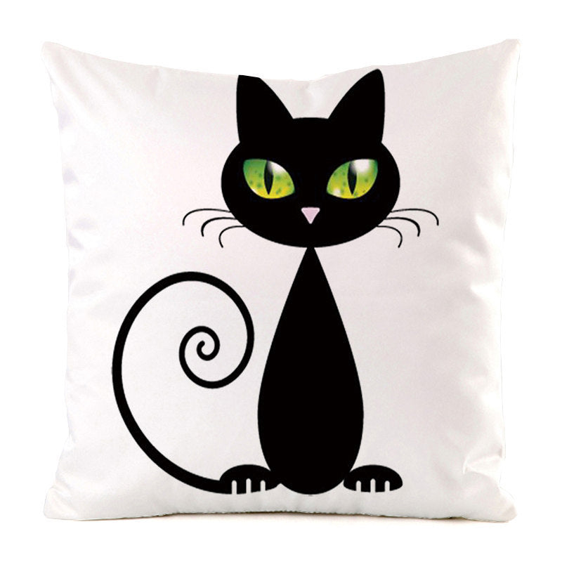 Black Cat Silk Home Decoration Sofa Cushion Pillow Cover