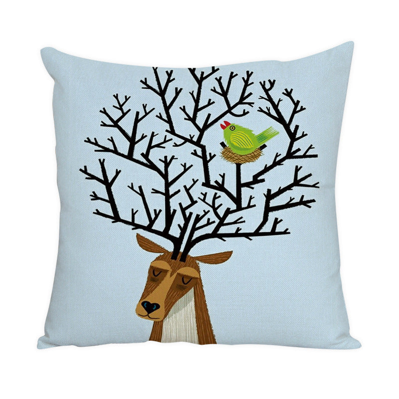 Nordic Style Animal Pattern Peach Skin Fabric Fabric Pillow Cover