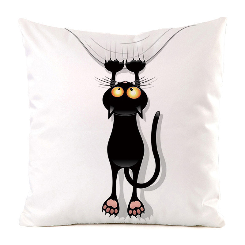 Black Cat Silk Home Decoration Sofa Cushion Pillow Cover