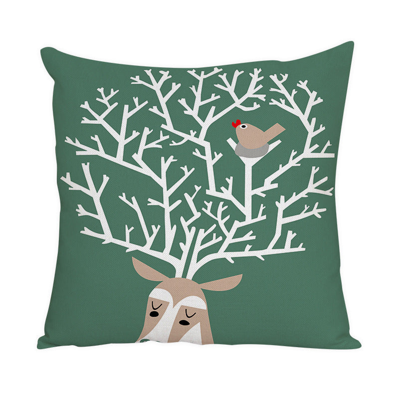 Nordic Style Animal Pattern Peach Skin Fabric Fabric Pillow Cover