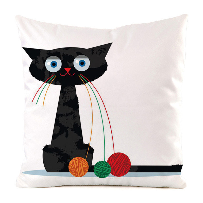 Black Cat Silk Home Decoration Sofa Cushion Pillow Cover