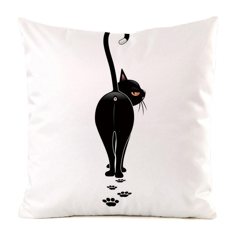 Black Cat Silk Home Decoration Sofa Cushion Pillow Cover