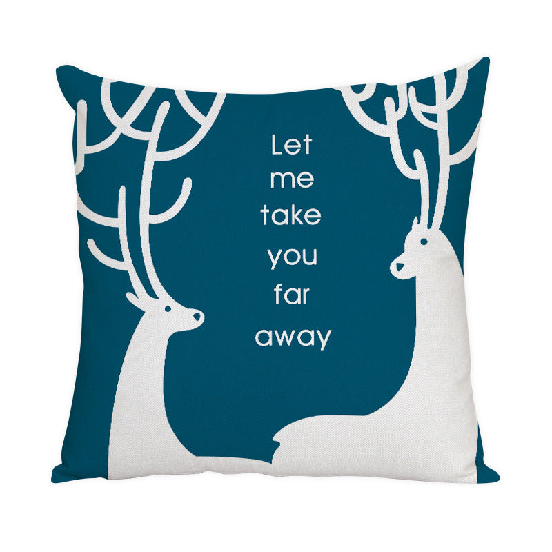 Nordic Style Animal Pattern Peach Skin Fabric Fabric Pillow Cover