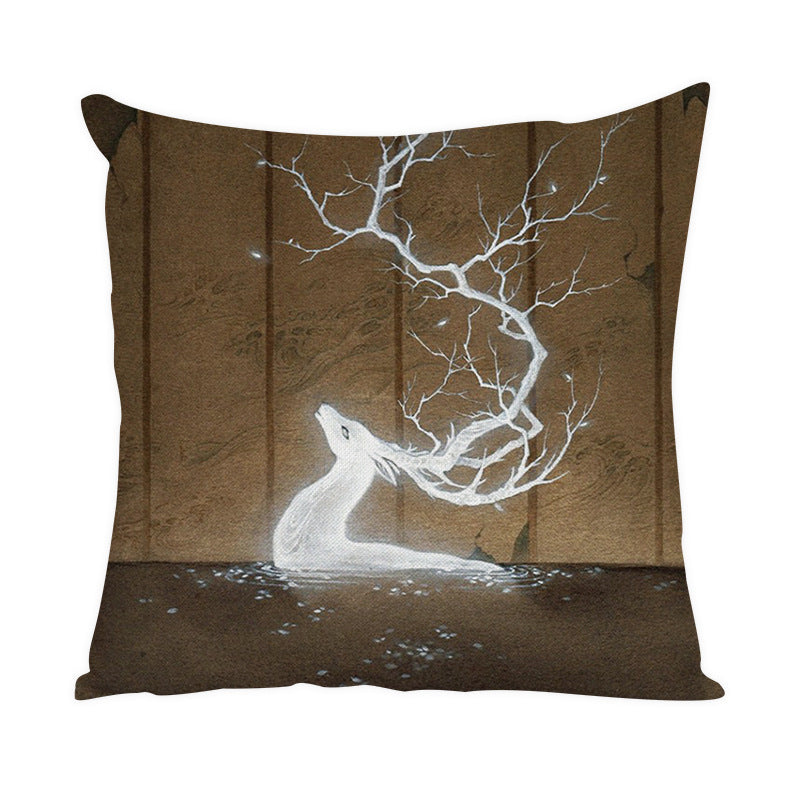 Nordic Style Animal Pattern Peach Skin Fabric Fabric Pillow Cover