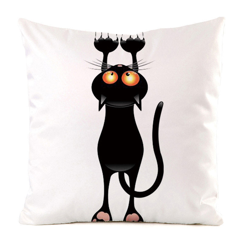 Black Cat Silk Home Decoration Sofa Cushion Pillow Cover