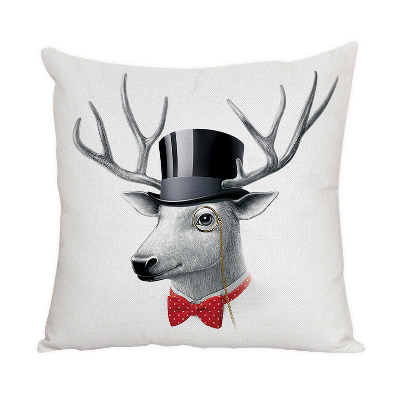 Nordic Style Animal Pattern Peach Skin Fabric Fabric Pillow Cover