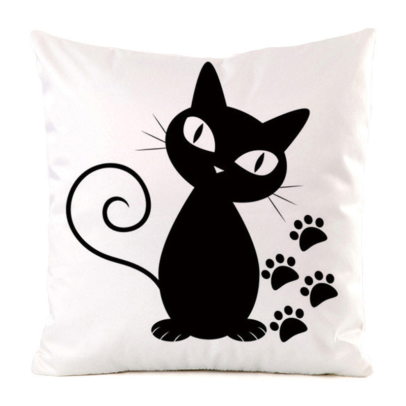 Black Cat Silk Home Decoration Sofa Cushion Pillow Cover