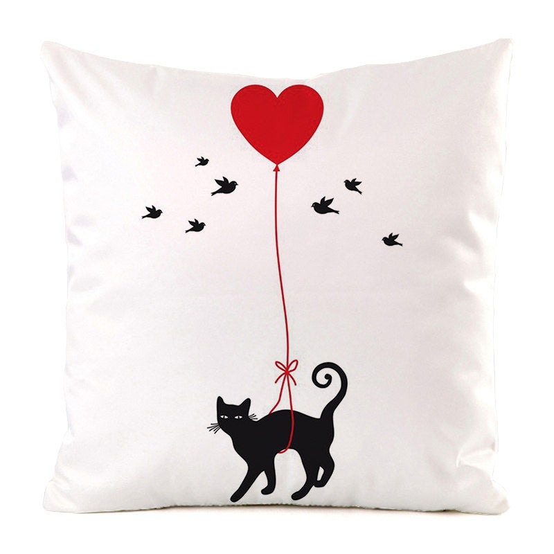 Black Cat Silk Home Decoration Sofa Cushion Pillow Cover
